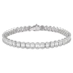 Alexander 4,85 Karat rundes & Baguette-Diamant-Armband aus 18 Karat Weißgold