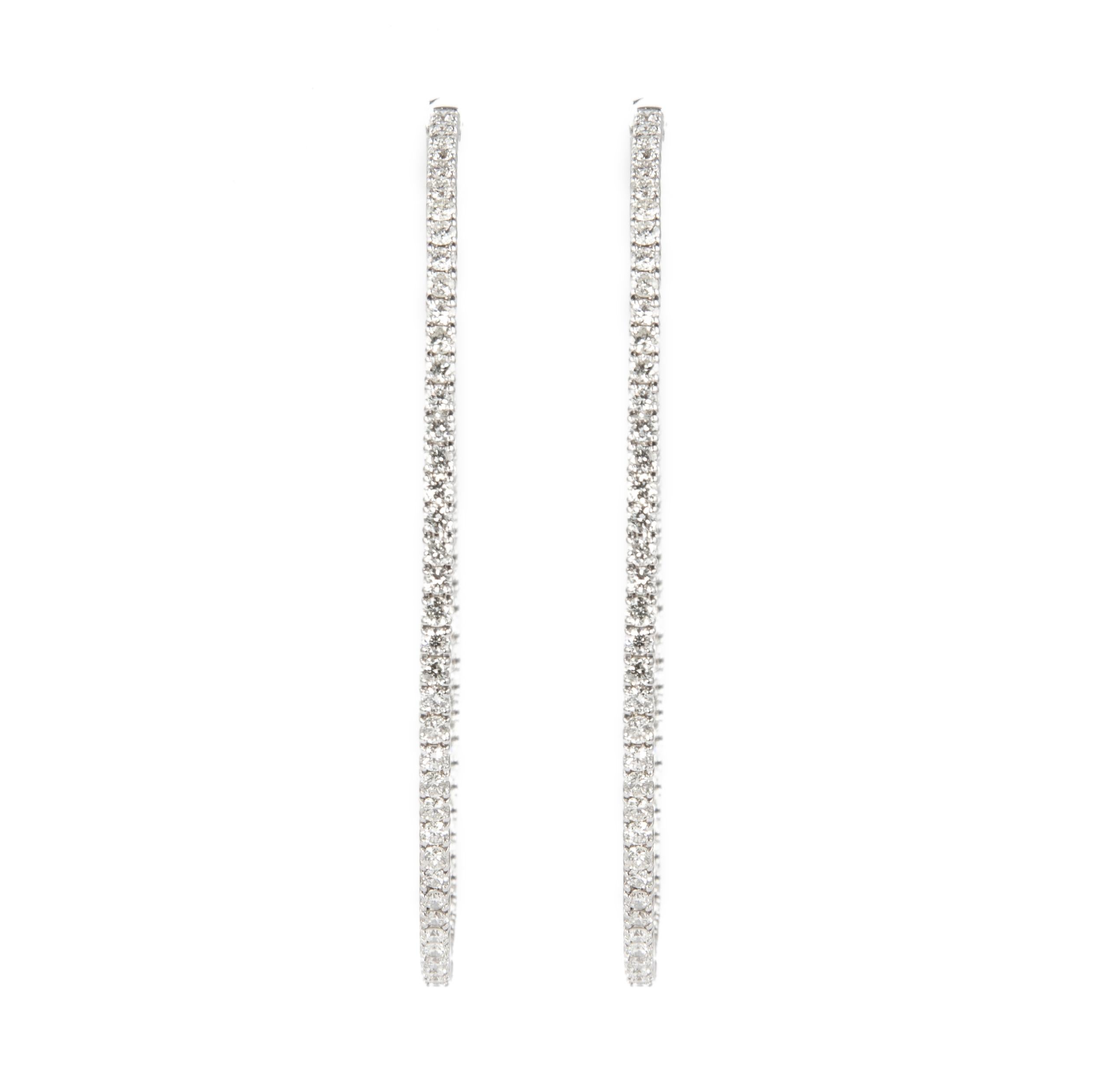 Modern Alexander 4.86 Carat Round Diamond Oval Shaped Hoop Earrings White Gold For Sale