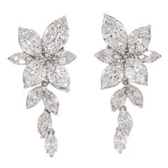 Alexander 5.02ct Illusion Set Diamond Earrings Detachable Dangle 18k White Gold