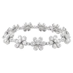 Alexander Bracelet floral en or blanc 18 carats avec diamants de 5,42 carats