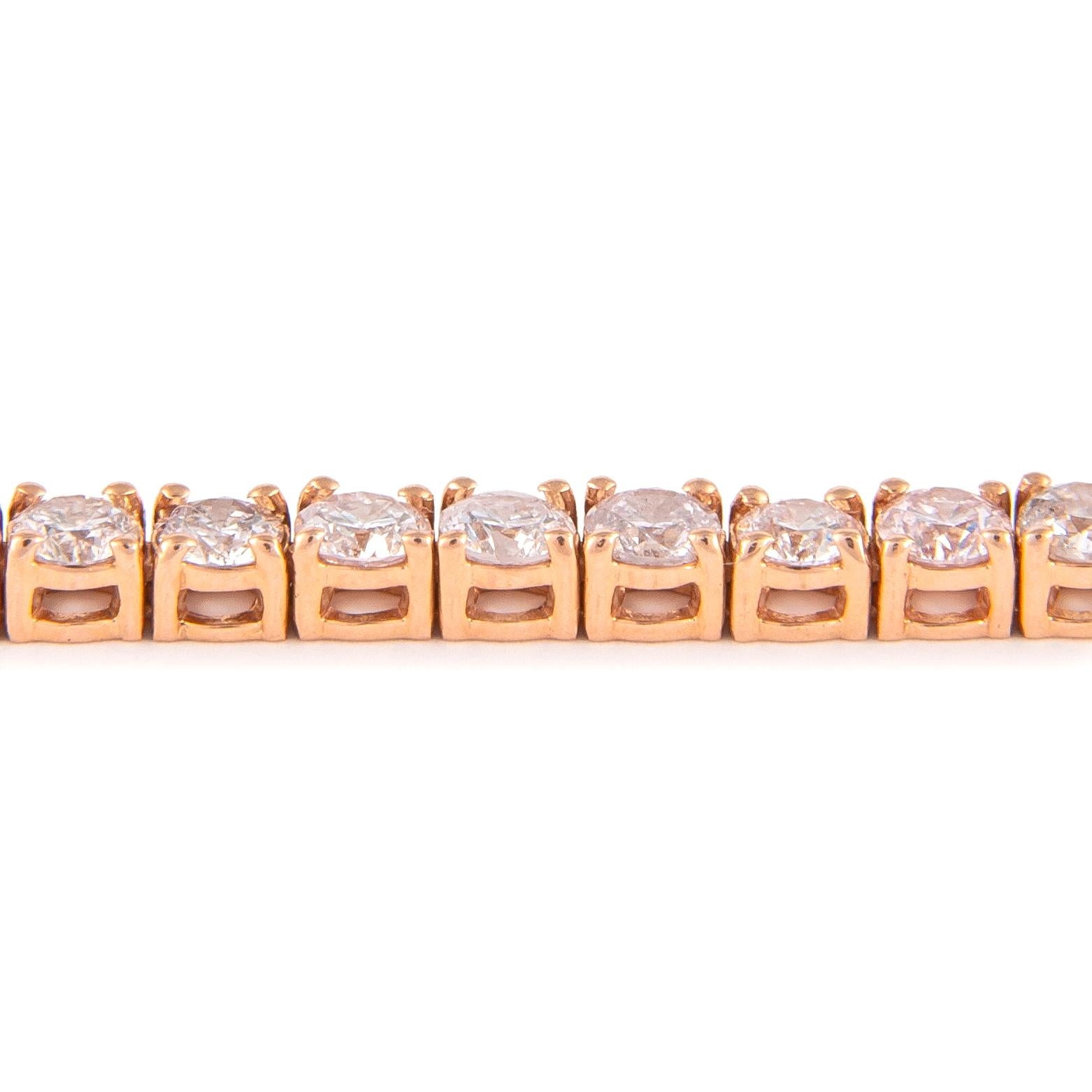 Alexander 5,55 Karat Diamant-Tennisarmband 14 Karat Roségold (Moderne) im Angebot