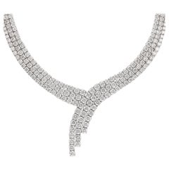 Alexander 55.75 Carat Diamond 3-Row Necklace 18 Karat White Gold