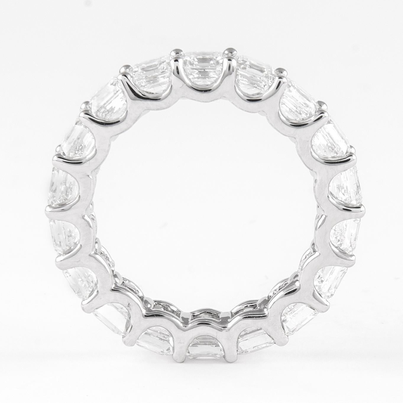 Alexander 5.71ct Asscher Cut Diamond D/E VVS Eternity Band 18k White Gold In New Condition For Sale In BEVERLY HILLS, CA