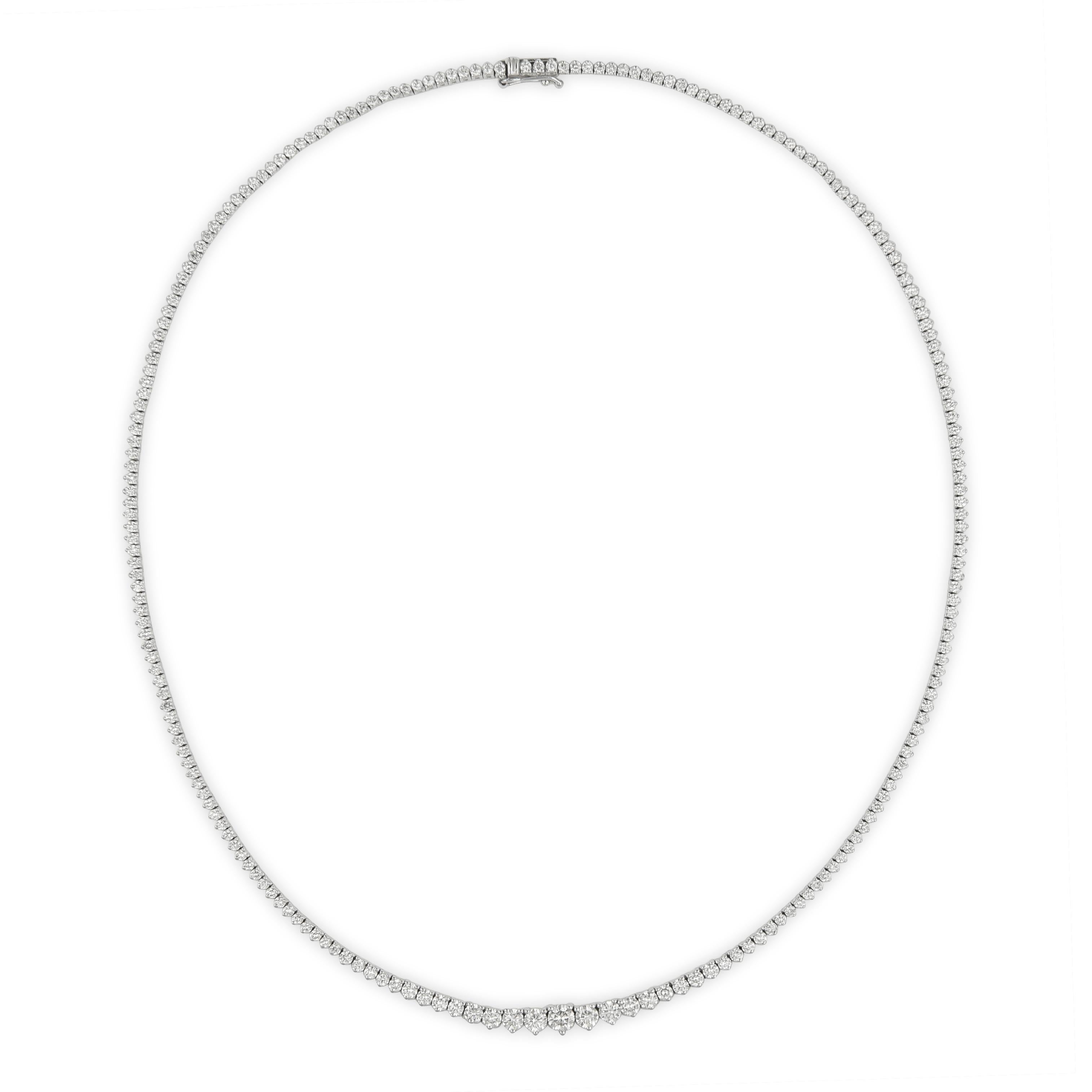 Contemporary Alexander 5.84 Carat Diamond Tennis Riviera Necklace White Gold For Sale