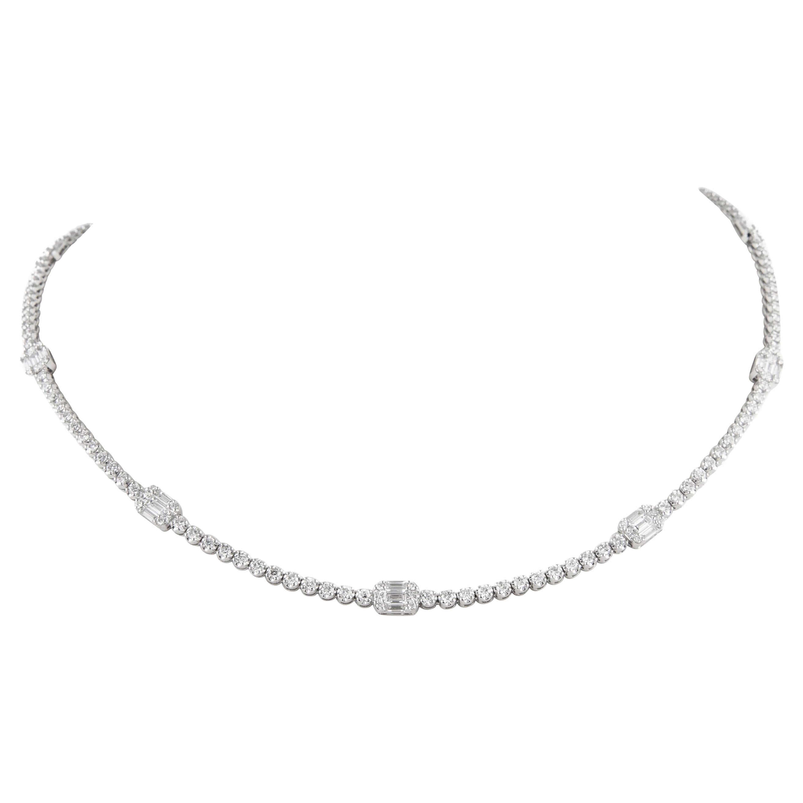 Alexander 5.86 Carat Diamond Tennis Necklace 18 Karat White Gold
