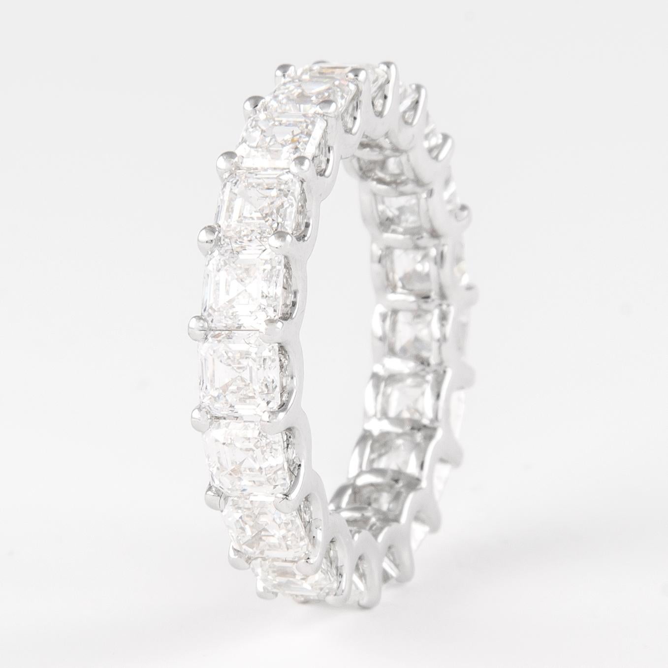 Alexander Alexander: Platin-Eternity-Ring, 5,88 Karat Diamant im Asscher-Schliff D/E VVS (Moderne) im Angebot