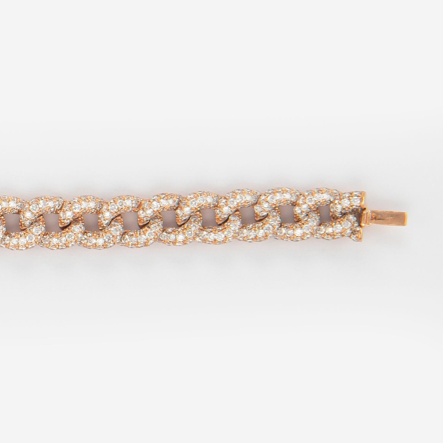 Alexander 6.20 Carat Diamond Cuban Link Bracelet 18 Karat Rose Gold In New Condition In BEVERLY HILLS, CA