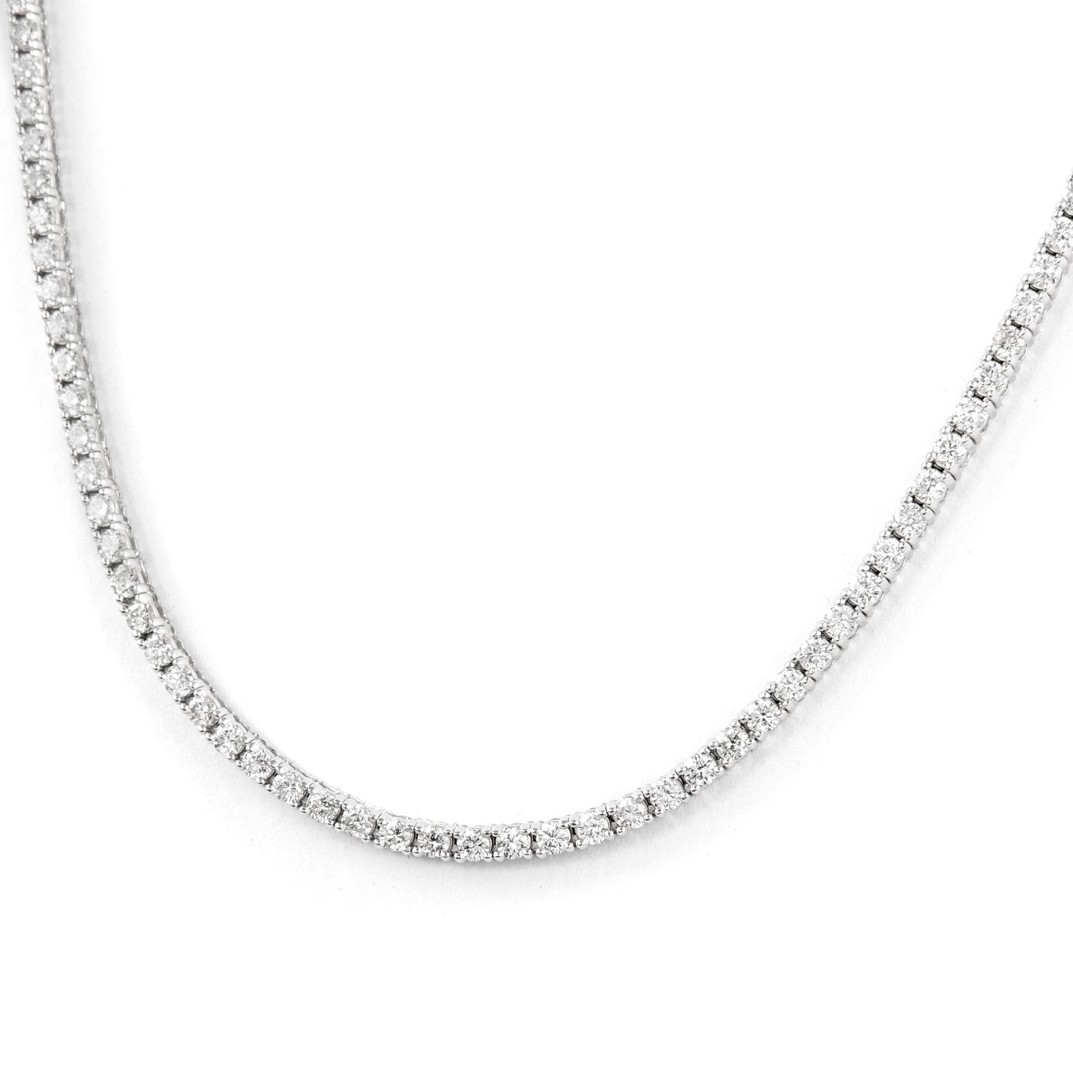 Contemporary Alexander 6.25 Carat Diamond Tennis Necklace 18 Karat White Gold