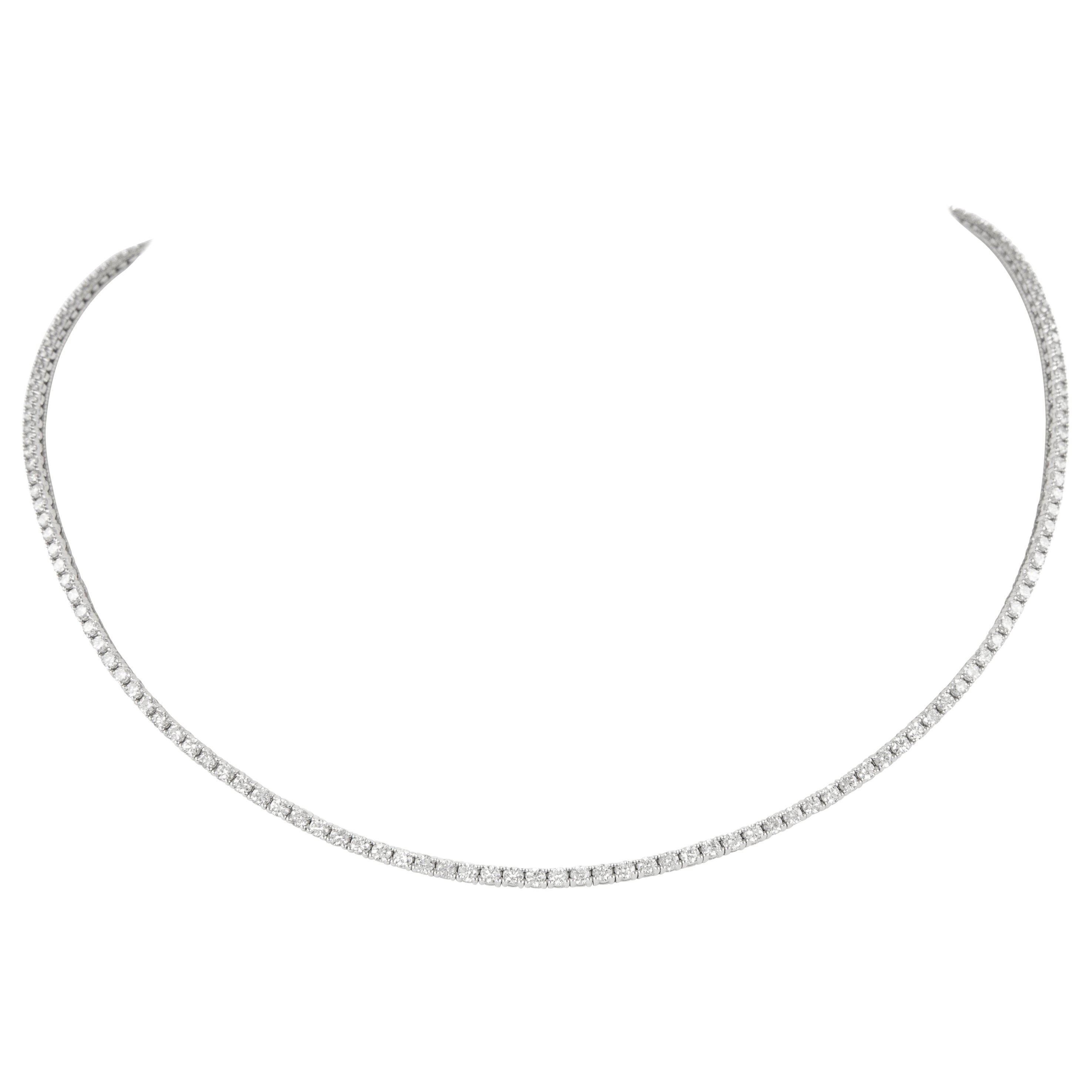 Alexander 6.25 Carat Diamond Tennis Necklace 18 Karat White Gold