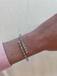 Alexander Beverly Hills 6.52ct Heart & Pear Shape Diamond Bangle Bracelet 18k