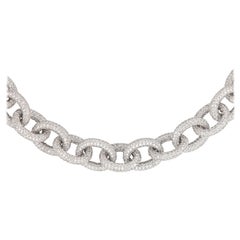 Alexander 69.81 Carat Diamond Chain Pave Necklace 18 Karat White Gold