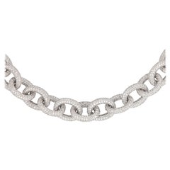 Alexander 69.81 Carat Diamond Chain Pave Necklace 18 Karat White Gold