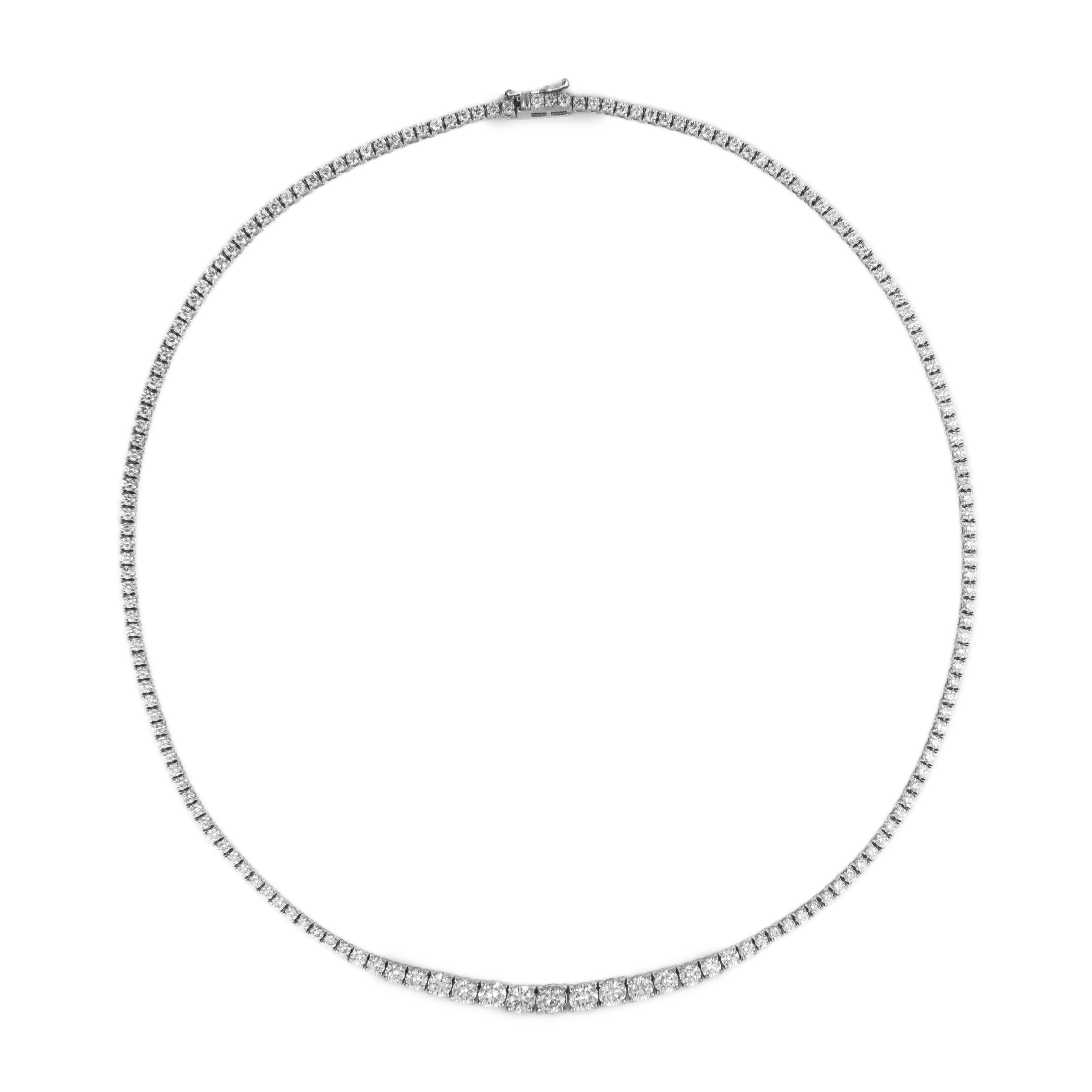 Contemporary Alexander 7.55 Carat Diamond Tennis Riviera Necklace 18k White Gold For Sale