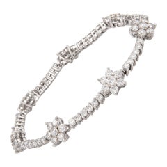 Alexander 7.72 Carats Diamond Floral Tennis Bracelet 18-Karat White Gold