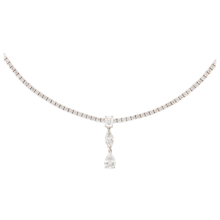 Alexander 8.30 Carat Diamond Tennis Necklace 18 Karat White Gold For Sale