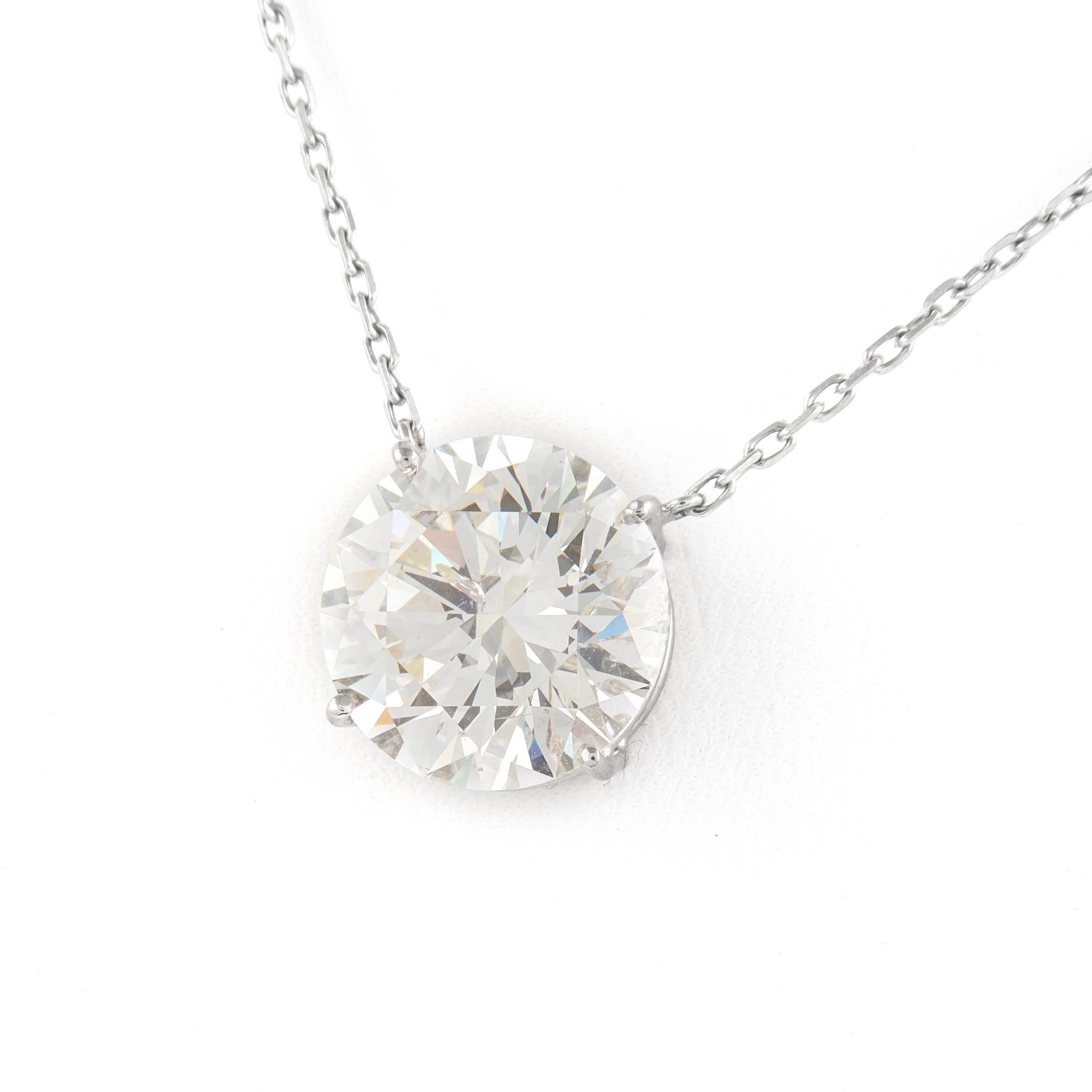 Contemporary Alexander 8.43 Carats Diamond Solitaire Pendant Necklace 18k White Gold For Sale