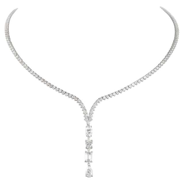 Vintage 60 Carat Diamond Floral Necklace Platinum For Sale at 1stDibs