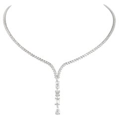 Alexander 8.64 Carat Diamond Drop Tennis Necklace 18 Karat White Gold