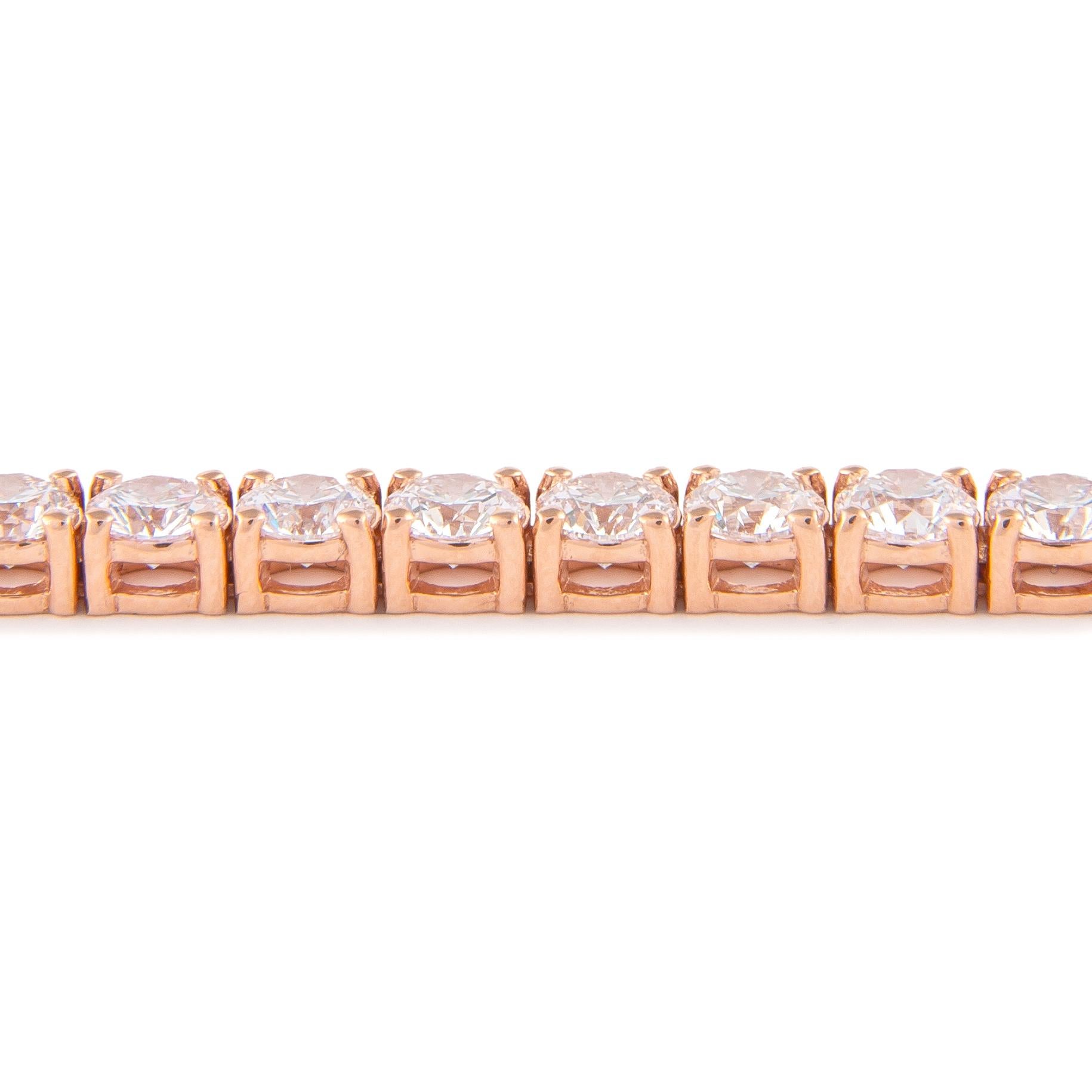 Modern Alexander 8.80 Carat Diamond Tennis Bracelet 14 Karat Rose Gold For Sale