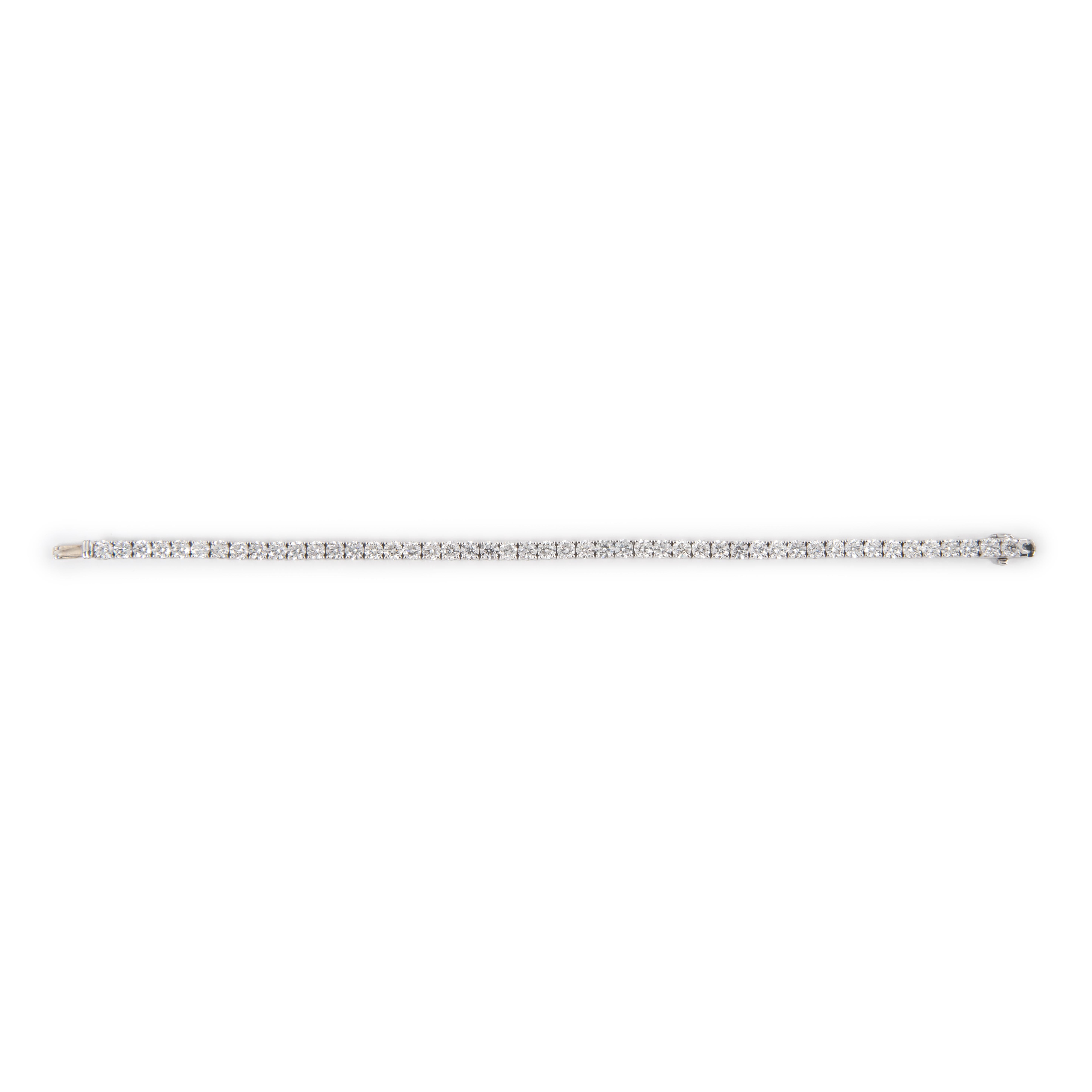 Modern Alexander 8.80 Carats D-F Color Diamond Tennis Bracelet 18-Karat White Gold For Sale