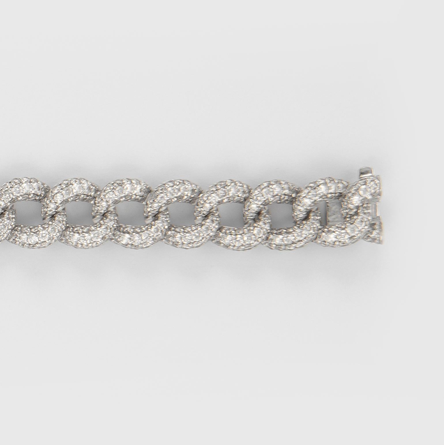 Alexander 8.83 Carat Diamond Cuban Link Bracelet 18 Karat White Gold In New Condition In BEVERLY HILLS, CA