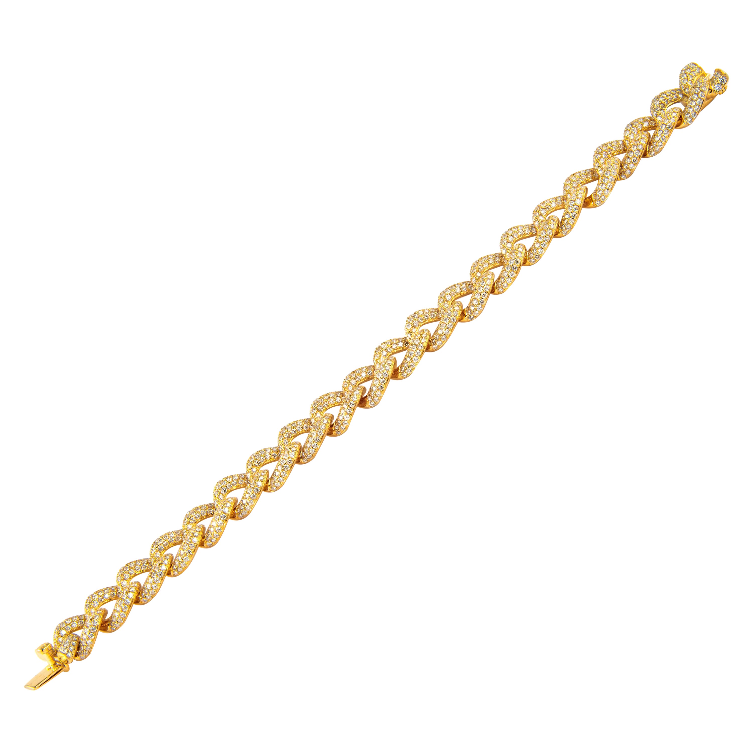 Alexander 9.11 Carat Diamond Cuban Link Bracelet 18 Karat Yellow Gold