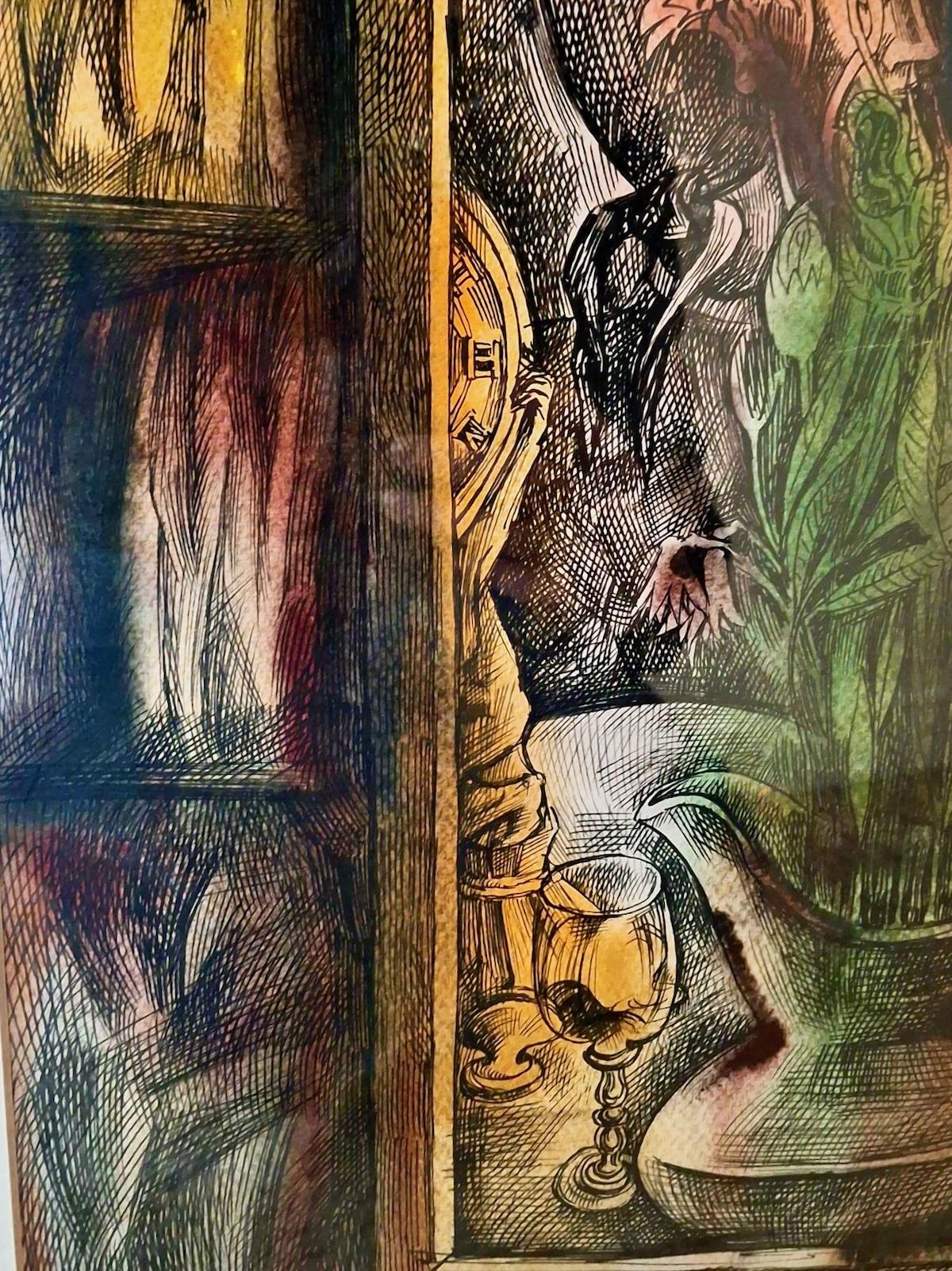 Alexander Aizenshtat is considered the founder of a new art movement called metaphysical expressionism. This painting can be described as a metaphysical exploration of perception, inner worlds, and the human condition, often framed through the