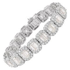 Alexander All GIA 26.55ctt Emerald Cut Diamond Tennis Bracelet 18k White Gold