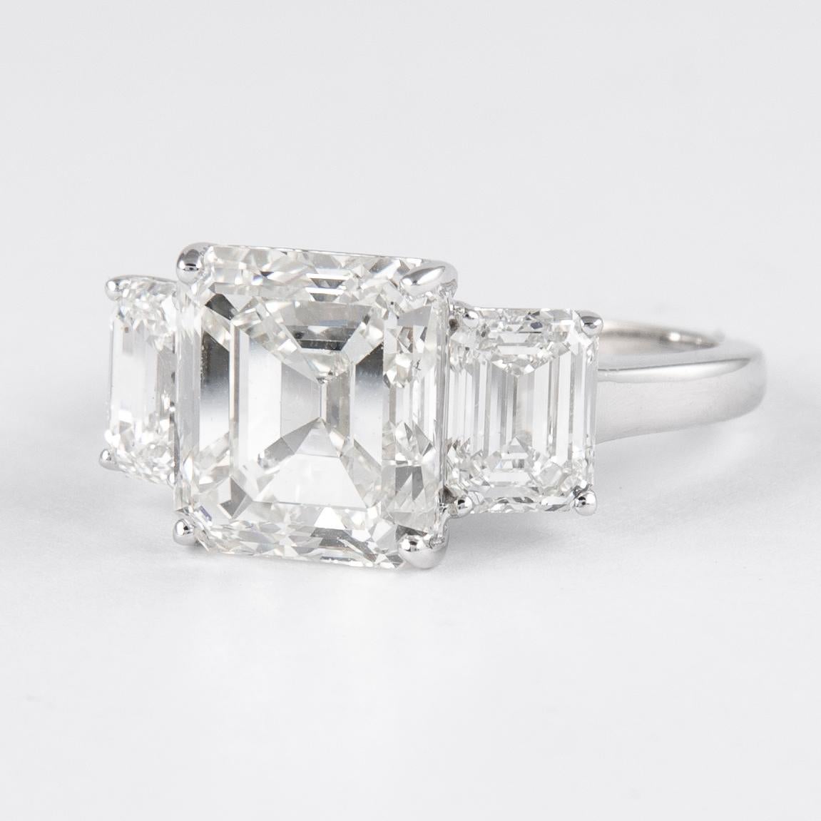 Modern Alexander All GIA Certified 5.04ct with 2.02ct Emerald Cut Diamonds Ring 18k