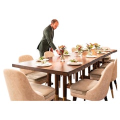 Alexander and Jones Live Edge Oak & Brass Dining Table Handcrafted to Order