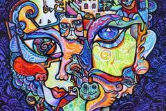 Biomorphic Cubist Painting Titled, "Abducting Reality"