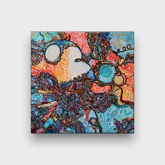 Quadro cubista astratto contemporaneo, "Il mondo delle meraviglie