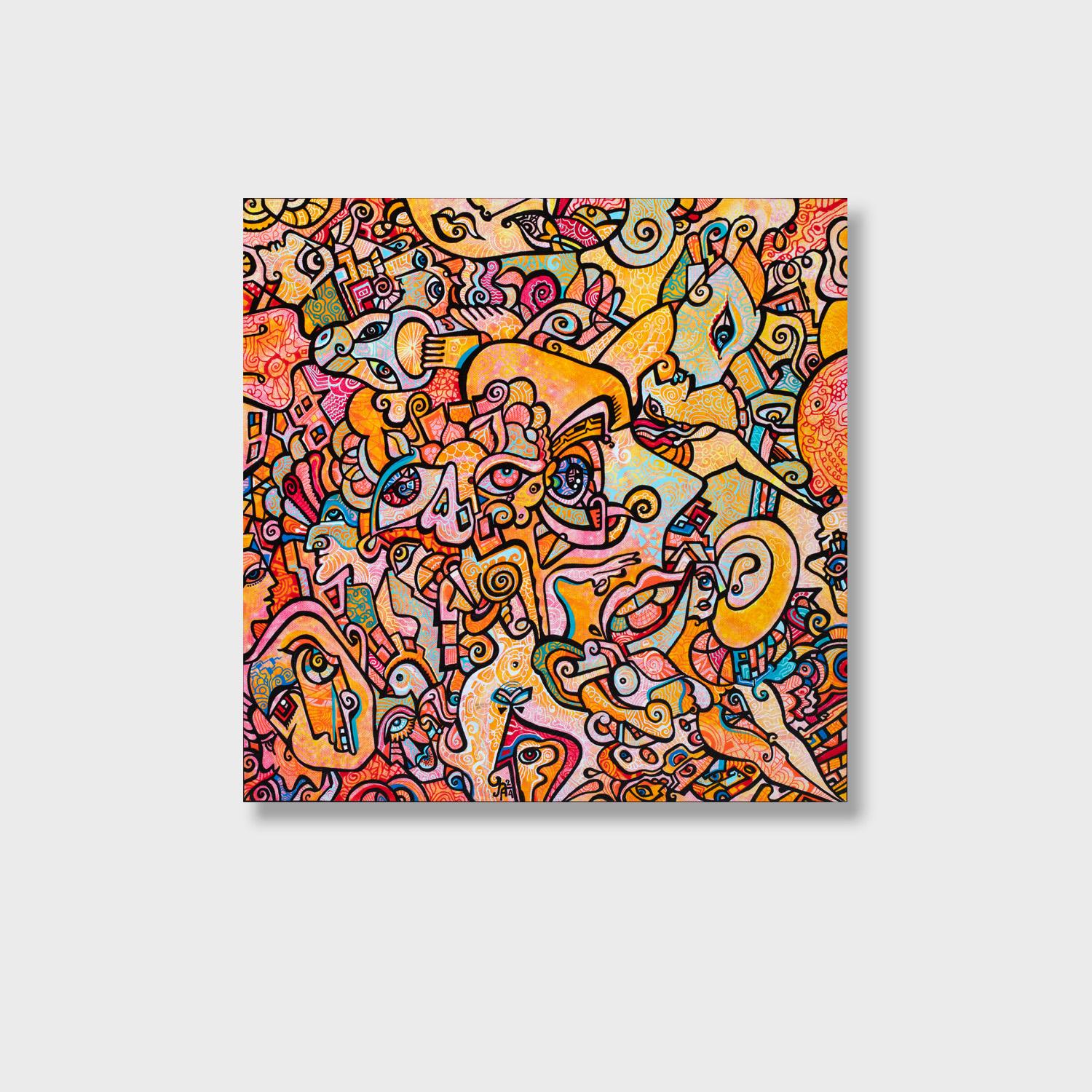 This is a one-of-a-kind original cubist painting by San Diego artist, Alexander Arshansky. Its dimensions are 20"x20"x1.5". It is unframed. A Certificate of Authenticity will follow the delivery of this piece.

Arshansky's artwork tells stories