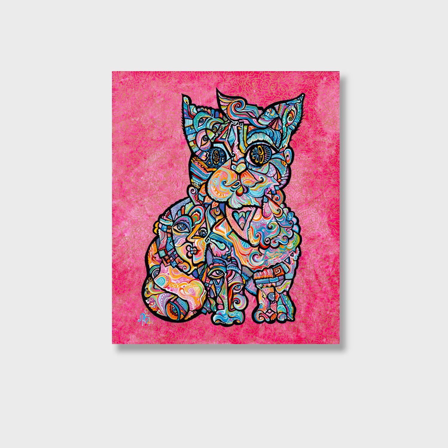 Animal Painting de Alexander Arshansky - Una obra de arte cubista, "Luchador por la libertad"