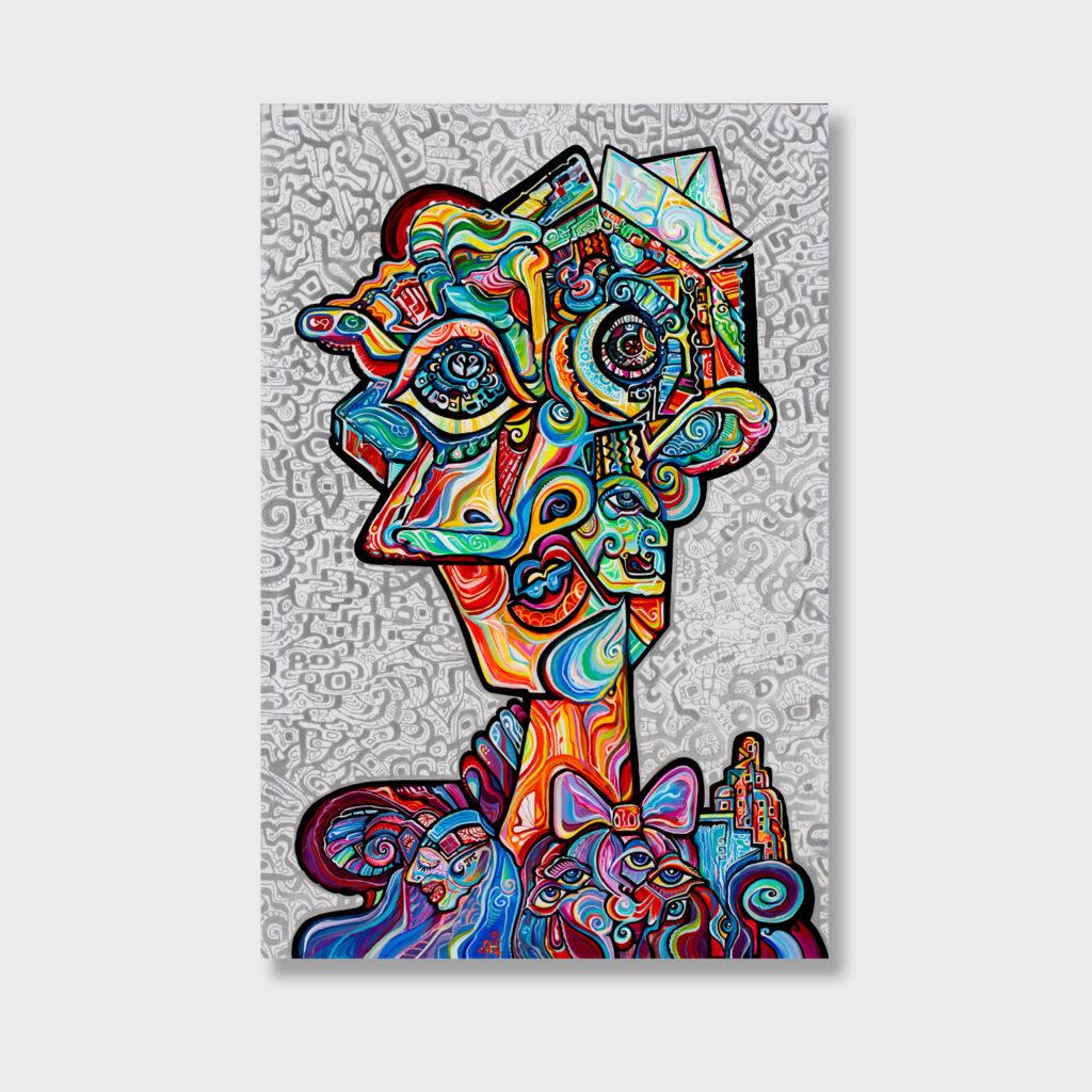 Alexander Arshansky Figurative Painting - A Cubist Portrait "An Idealist"
