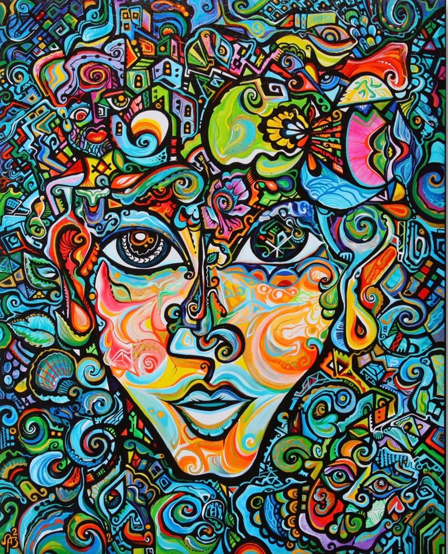 Alexander Arshansky Figurative Painting – Kubistisches Porträt „Best in Show“