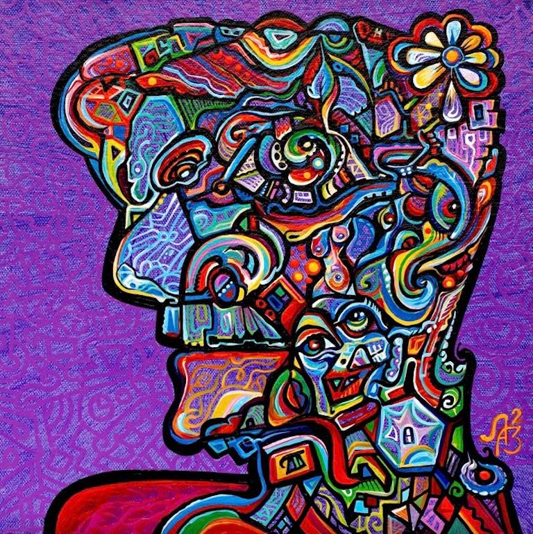 Alexander Arshansky Figurative Painting - A Cubist Portrait "Tired of Guessing"