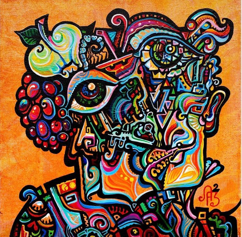 Figurative Painting de Alexander Arshansky - Un retrato cubista "Despiértame"