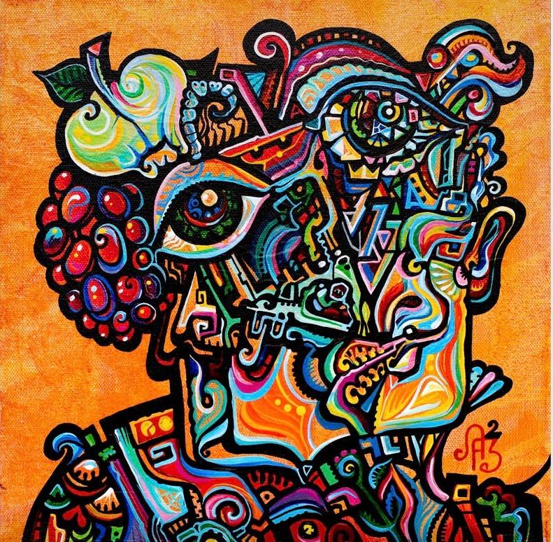 Alexander Arshansky Figurative Painting - A Cubist Portrait "Wake Me Up"