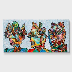 A Figurative Cubist Acrylic Painting, "Generations"