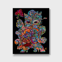 A Figurative Cubist Acrylic Painting on Canvas, "Lucky"