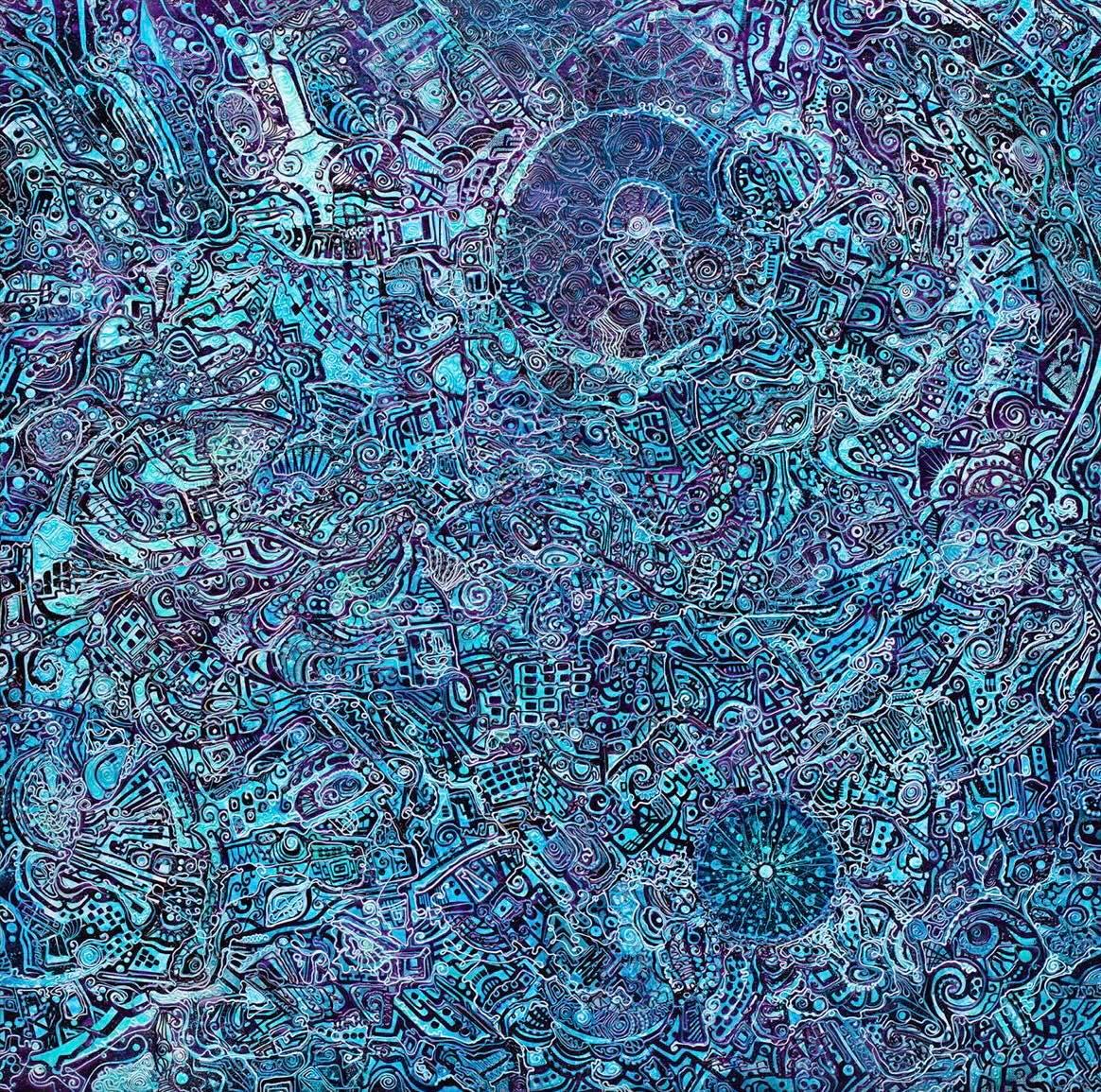 Alexander Arshansky Abstract Painting - A Textural Abstract Artwork "Blue Harmony"