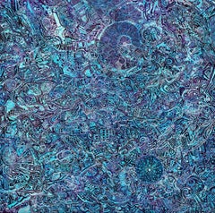 Texturiertes abstraktes Kunstwerk „Blaue Harmonie“