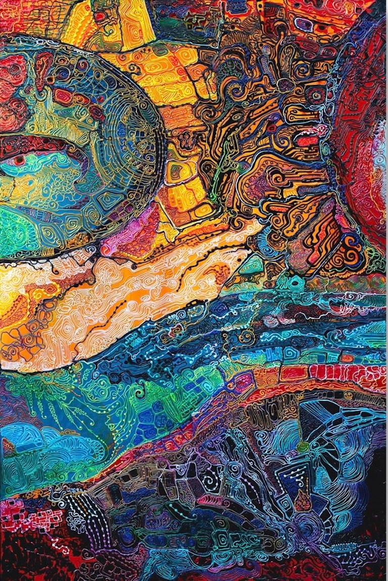 Alexander Arshansky Abstract Painting - A Textural Abstract Artwork "Volcanica"