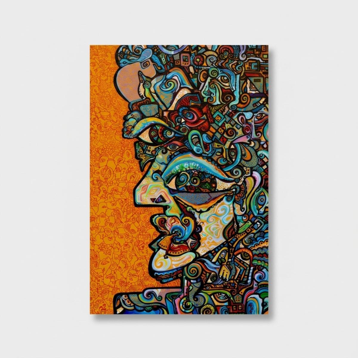 „Ambitioniertes“ kubistisches Acrylgemälde, ungerahmt, 2025