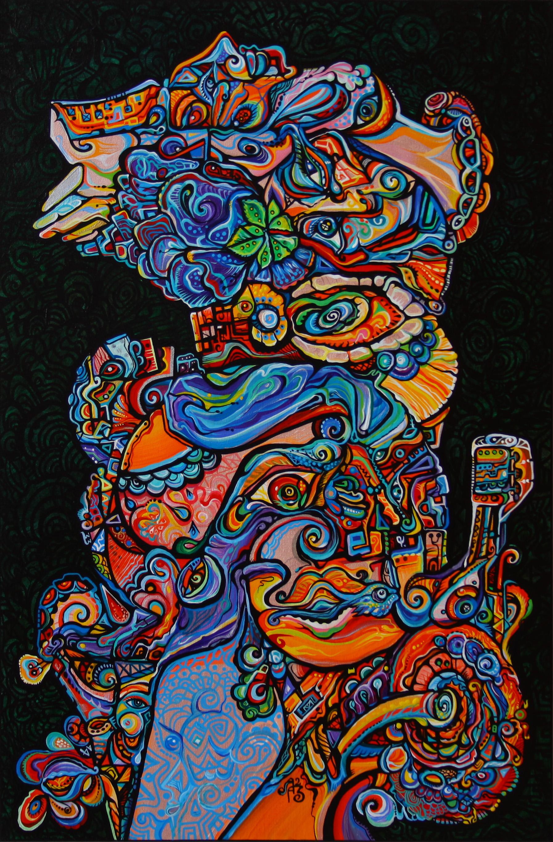 Alexander Arshansky Abstract Painting - Biomorphic Cubist Painting, "Day Dreamer"