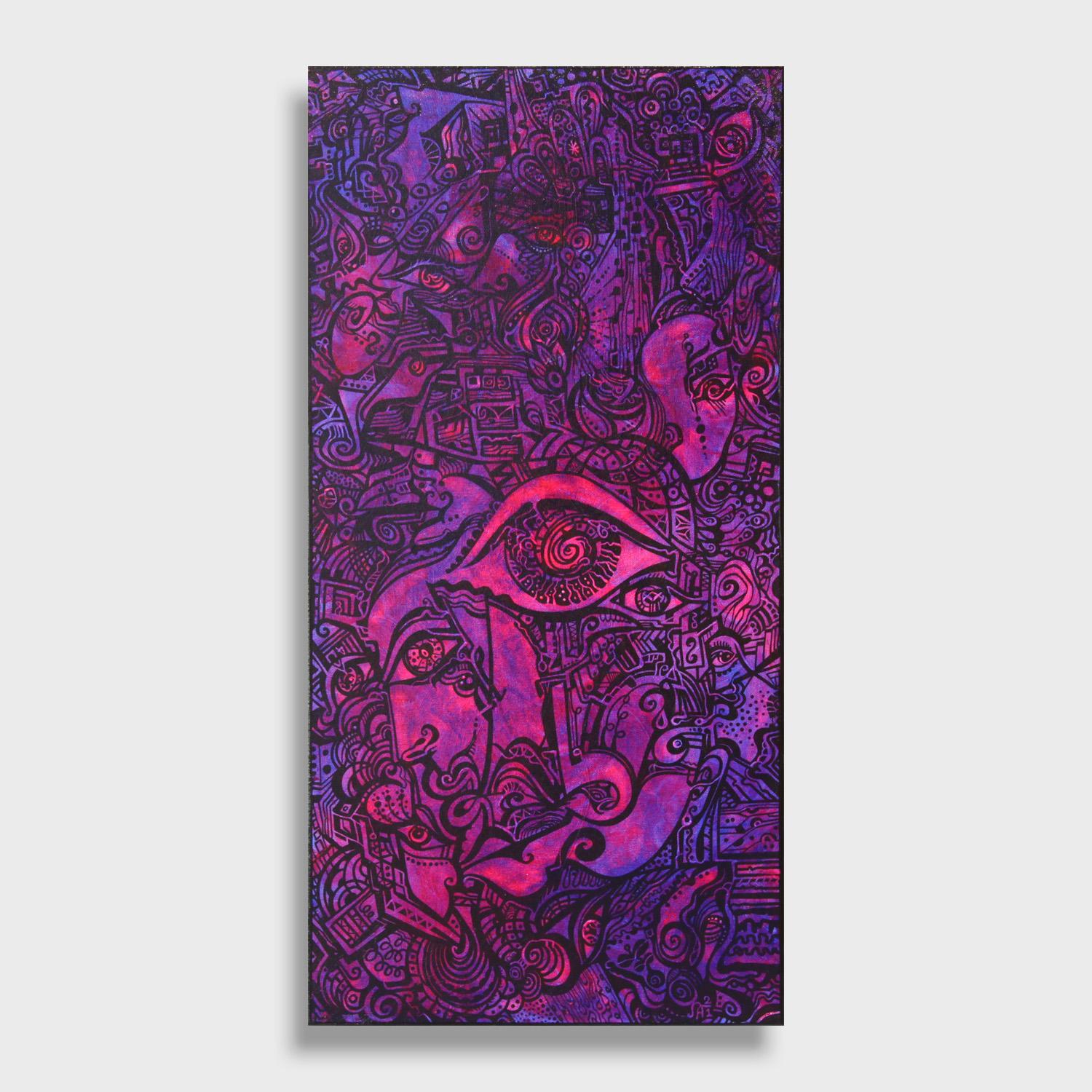 Zymorphes kubistisches Gemälde, „Domestic Violets“ – Painting von Alexander Arshansky