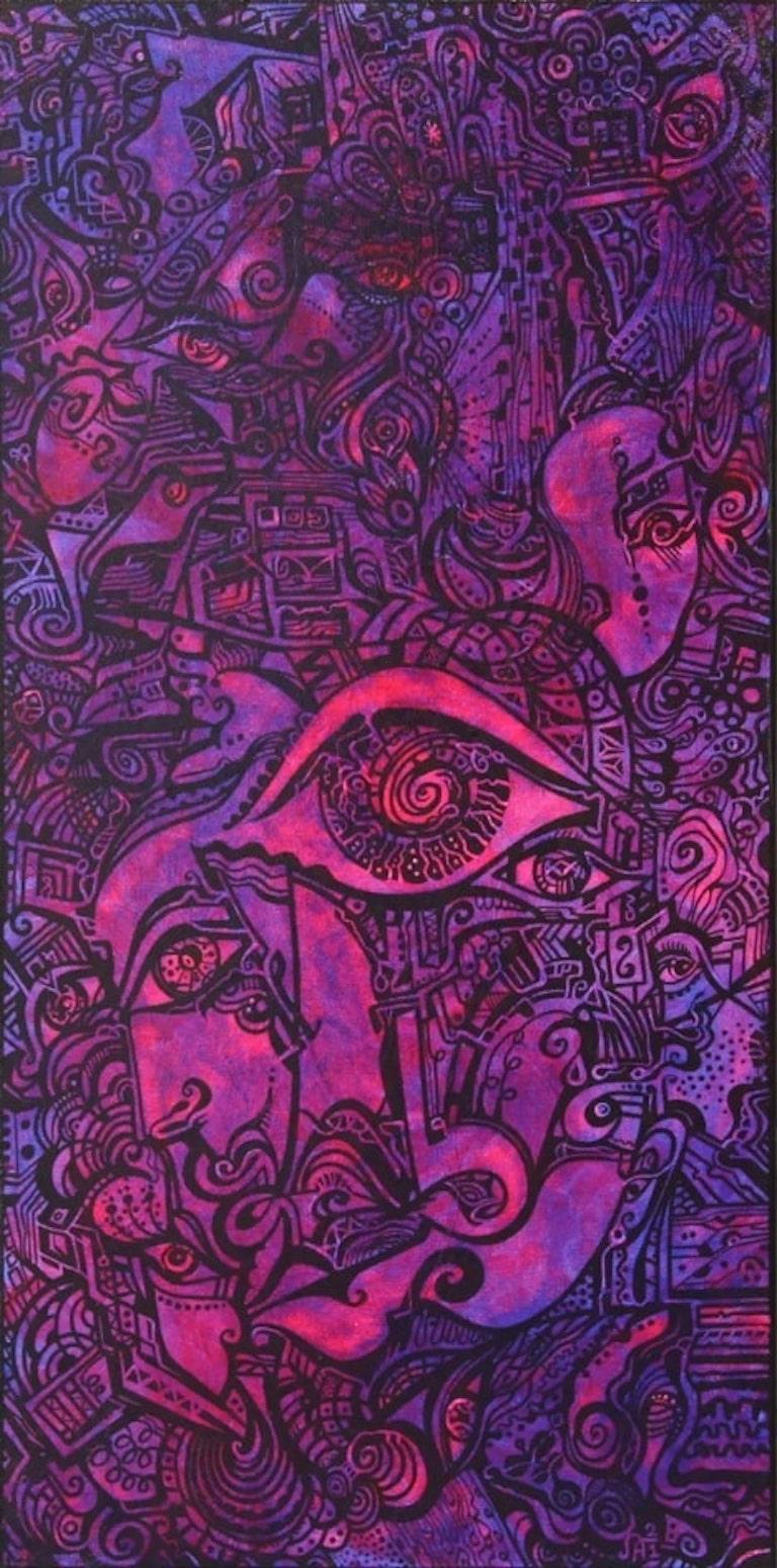 Biomorphic Cubist Painting, "Domestic Violets"