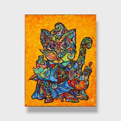 "Gatoro Gato de Oro", Abstract Cubist Acrylic Painting on Canvas, 2010+