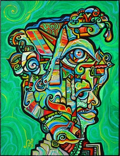 Biomorphic Cubist Painting, "Green Man"